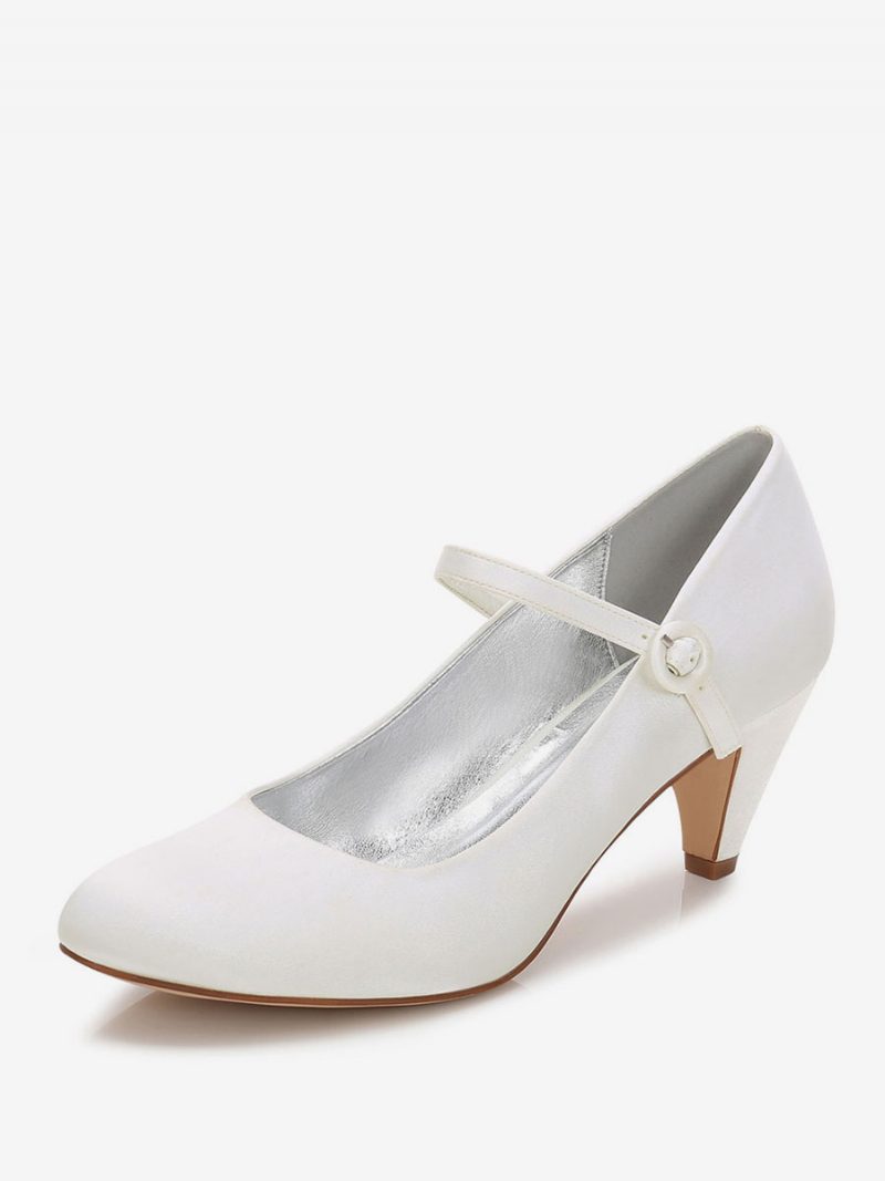 Hochzeitsschuhe Für Damen Mary Jane-pumps Mit Niedrigem Absatz - Elfenbein