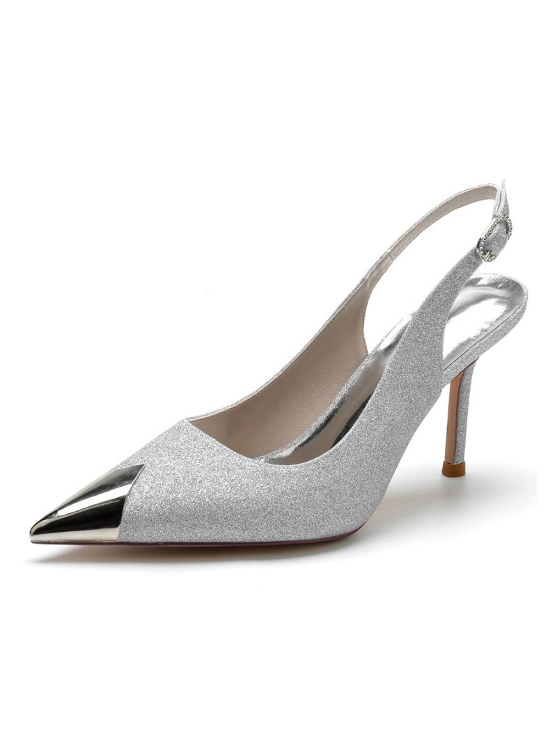 Hochzeitsschuhe Für Damen Slingback-stiletto-absatz Brautpumps - Silber