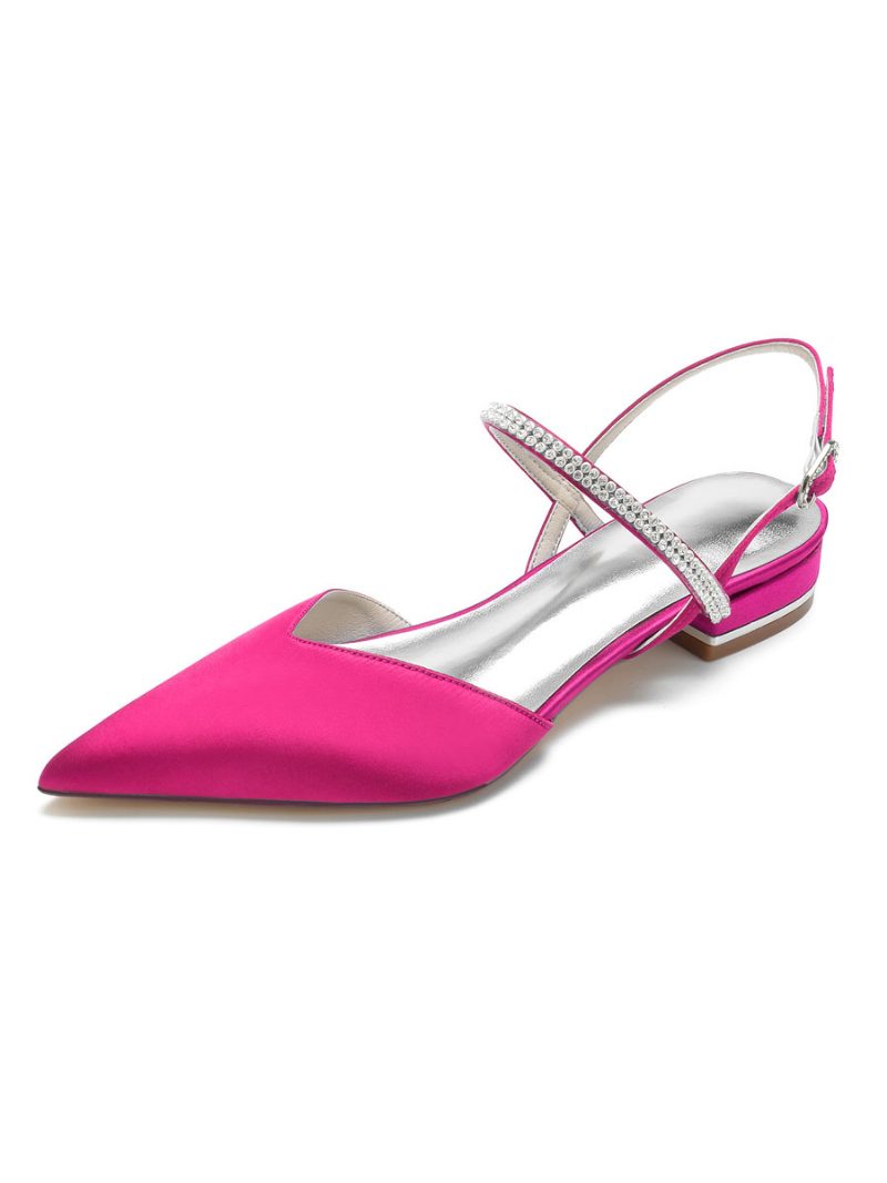 Mary Jane Slingback-brautschuhe Mit Strasssteinen Für Damen Aus Satin - Rose