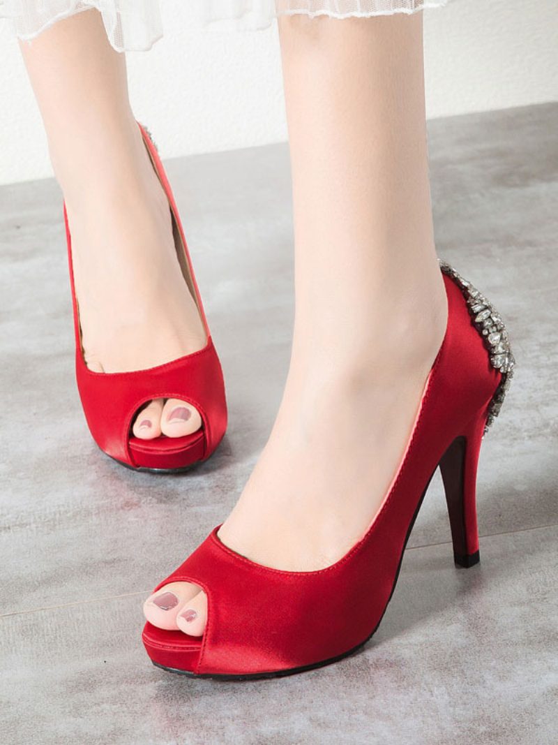 Peep-toe-brautpumps Für Damen - Rot