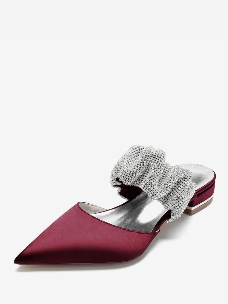 Slouchy Strass-braut-flats Für Damen - Burgund