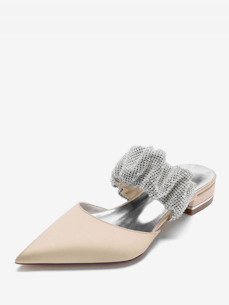 Slouchy Strass-braut-flats Für Damen - Champagner