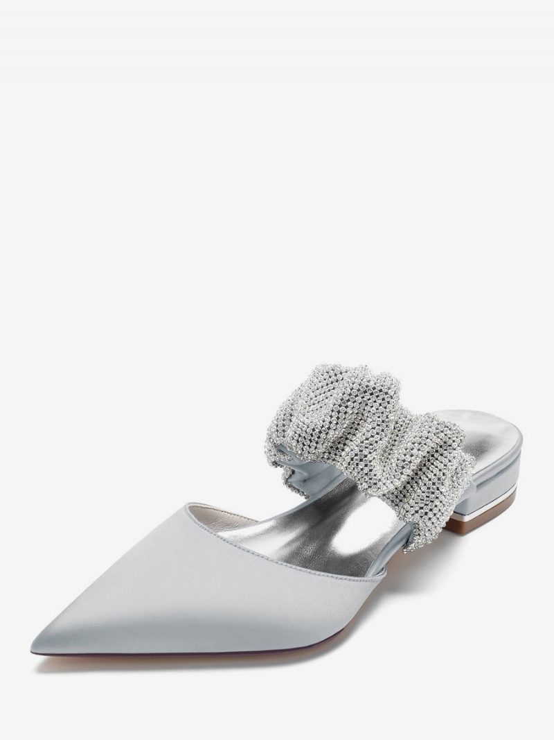 Slouchy Strass-braut-flats Für Damen - Silber