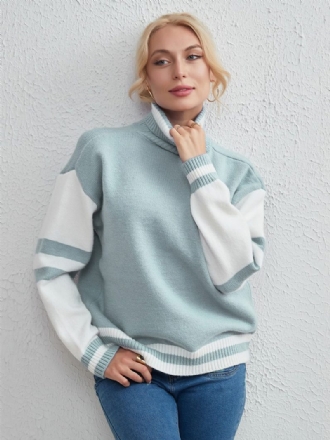 Damen-pullover Zweifarbig Rollkragenpullover Lange Ärmel