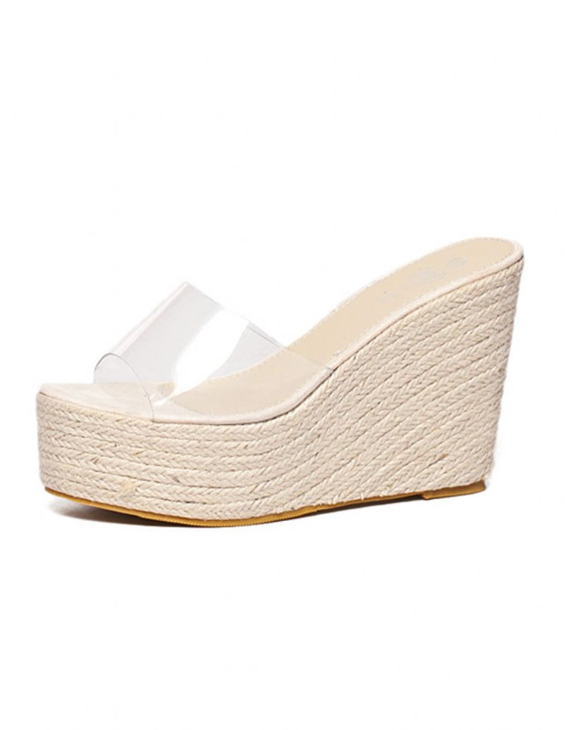 Aprikosenkeil-sandalen Für Damen Transparente Peep-toe-mule-espadrille-wedges