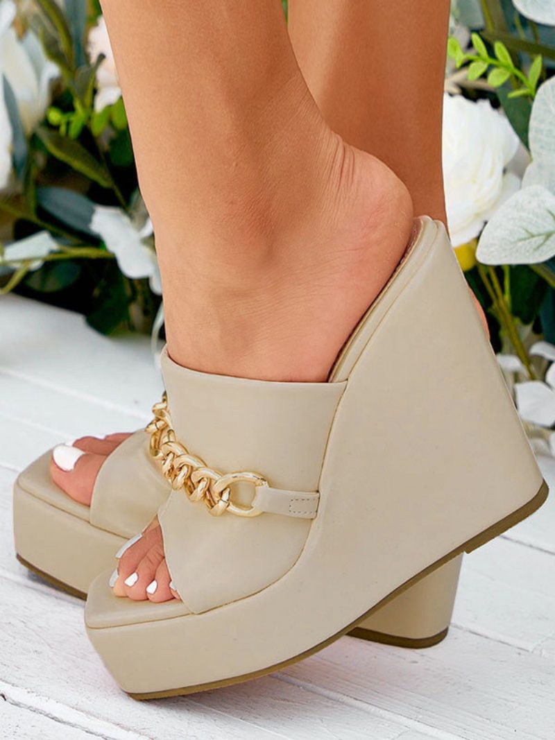 Damen-ketten-plateau-mule-wedges