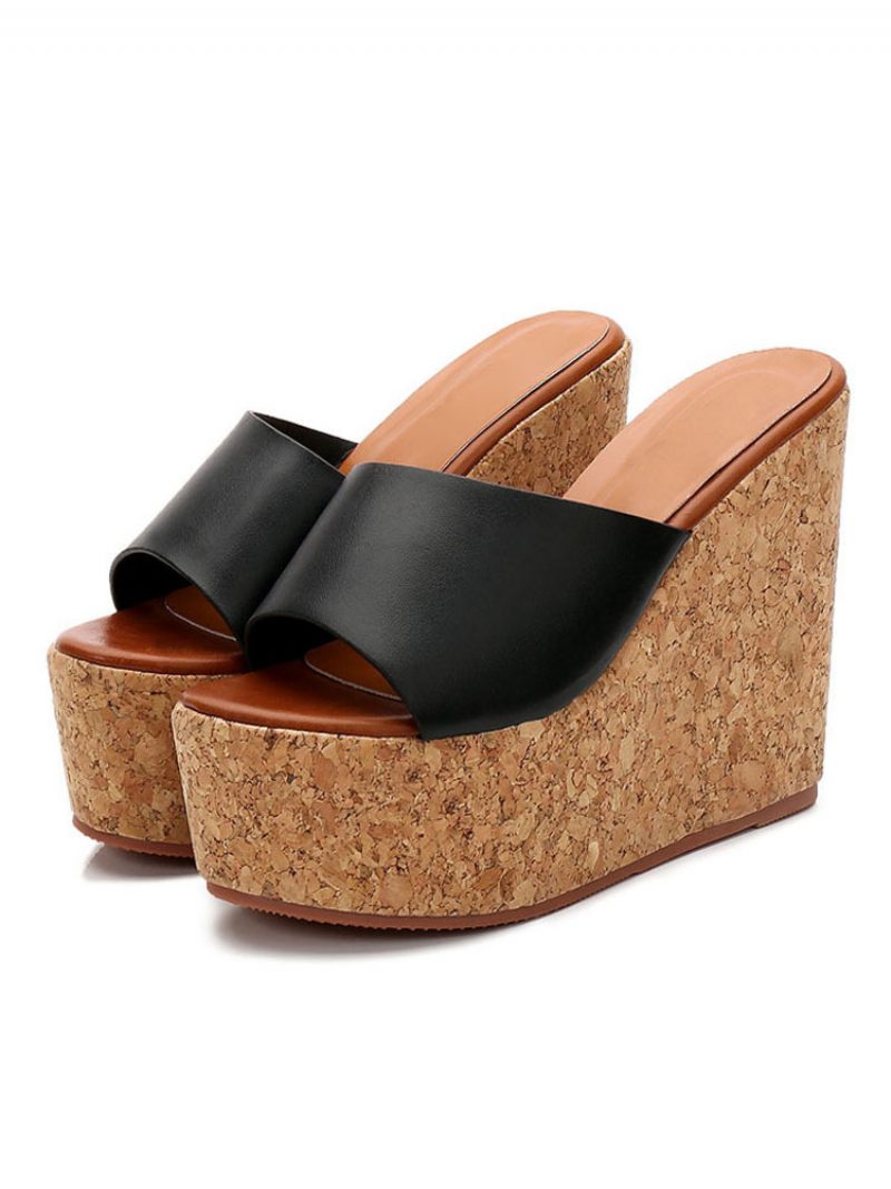 Damen-mule-heels Aus Kork Mit Keilabsatz