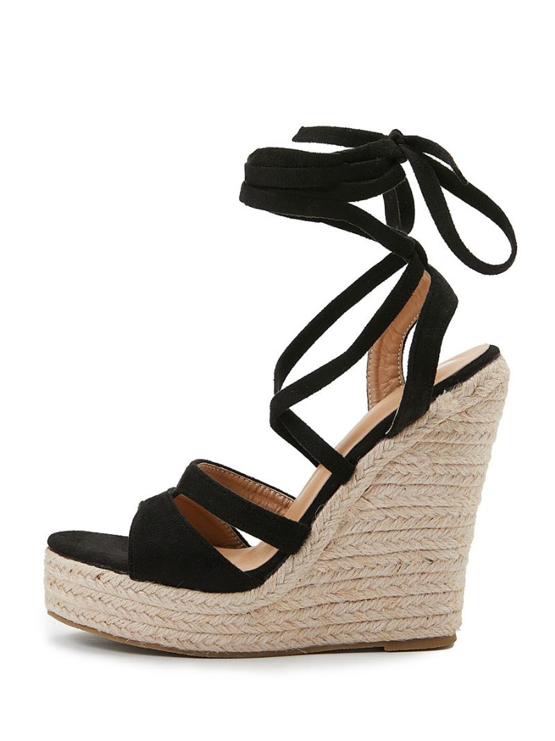 Espadrille-keilsandalen Zum Schnüren Für Damen