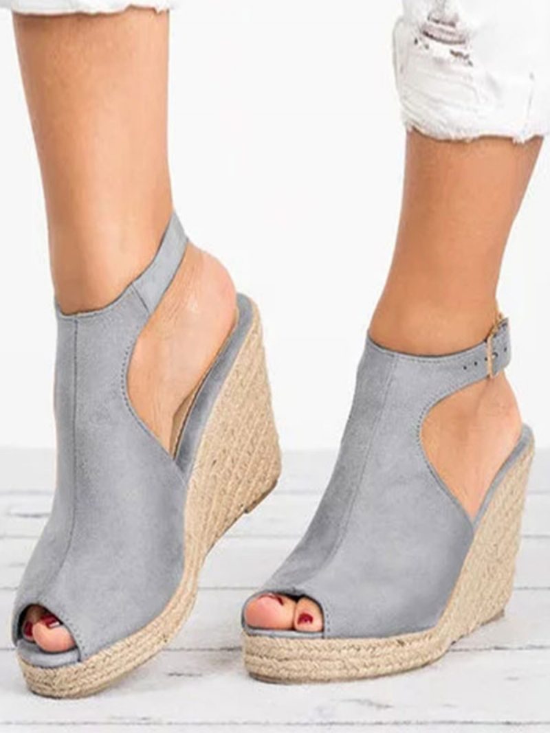 Offene Terry-wedge-espadrilles-sandalen Für Damen