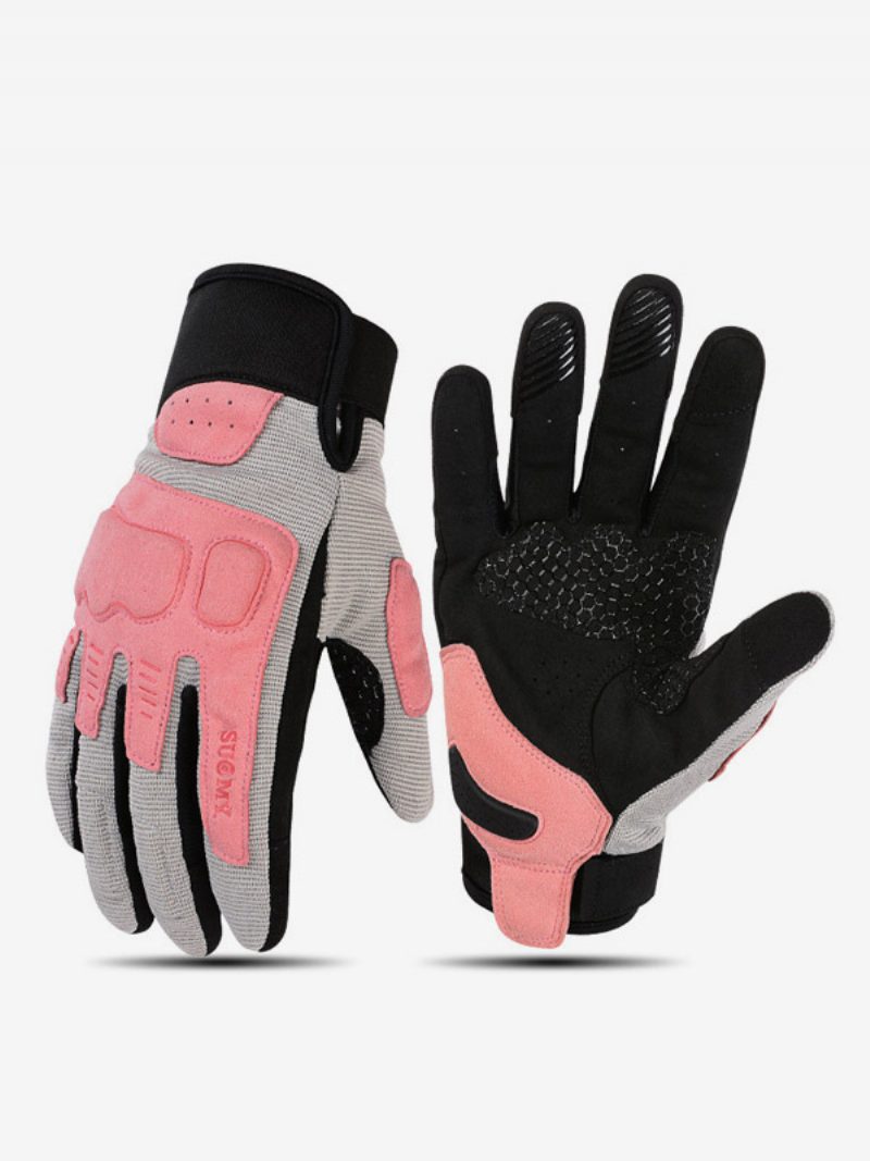 Motorrad Macaron Retro Atmungsaktive Mesh-reiterhandschuhe Touchscreen Anti-fall Radfahren Racing Klettern Wanderhandschuhe - Rosa