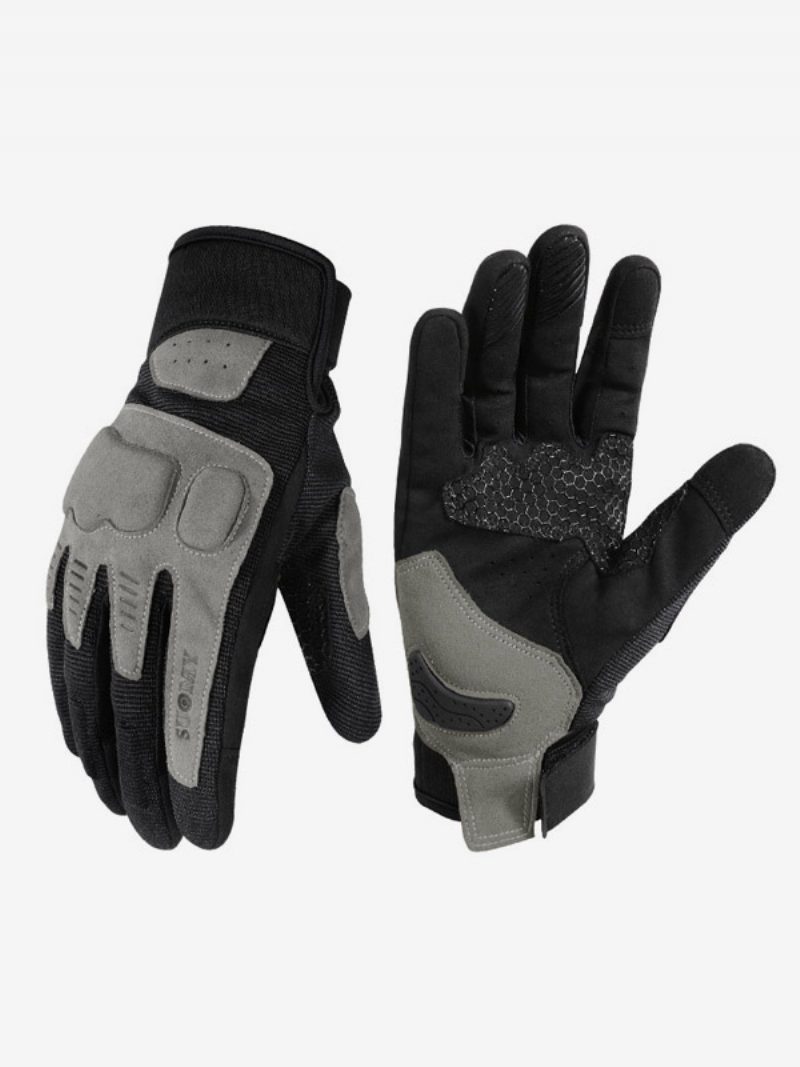 Motorrad Macaron Retro Mesh Fahrer Handschuhe Touchscreen Anti-fall Radfahren Racing Klettern Wandern - Grau