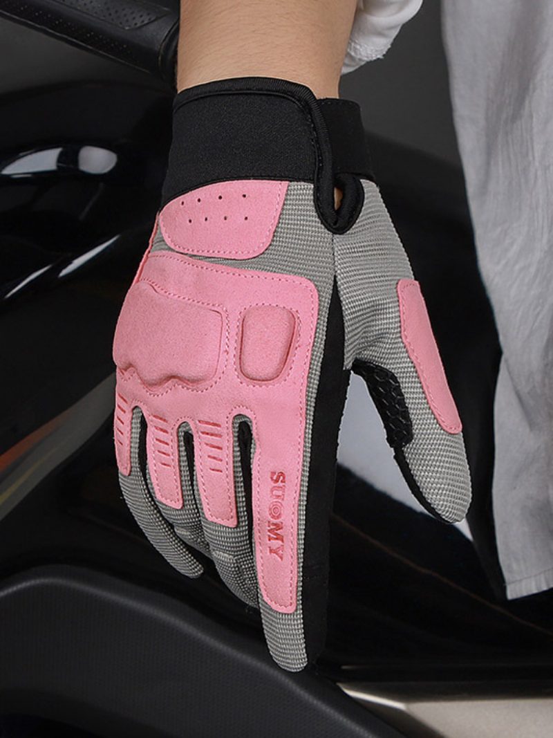 Motorrad Macaron Retro Mesh Fahrer Handschuhe Touchscreen Anti-fall Radfahren Racing Klettern Wandern - Rosa