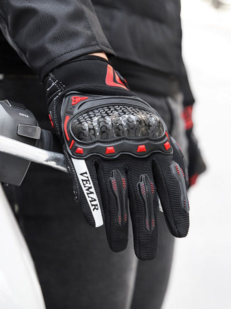 Motorrad-reithandschuhe Warm Rutschfest Verschleißfest Für Rennen Radfahren Klettern Wandern Touchscreen-handschuhe - Rot