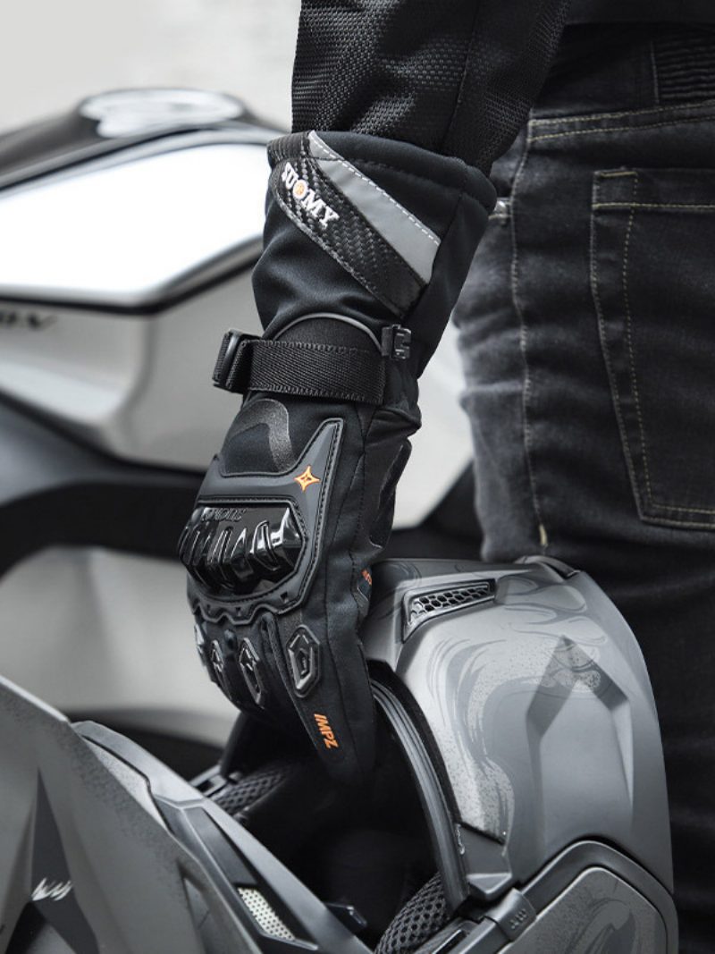 Motorradfahren Radfahren Klettern Wanderhandschuhe Herren Warme Wasserdichte Winddichte Touchscreen-handschuhe - Schwarz