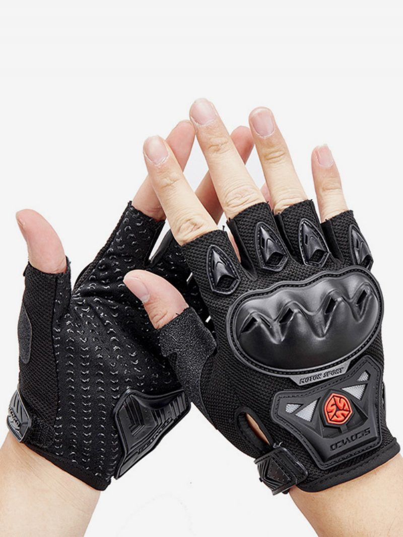 Motorradfahren Rennen Radfahren Klettern Wandern Handschuhe Rutschfest Wasserdicht Verschleißfest Warmer Touchscreen Halbfingerhandschuhe - Schwarz