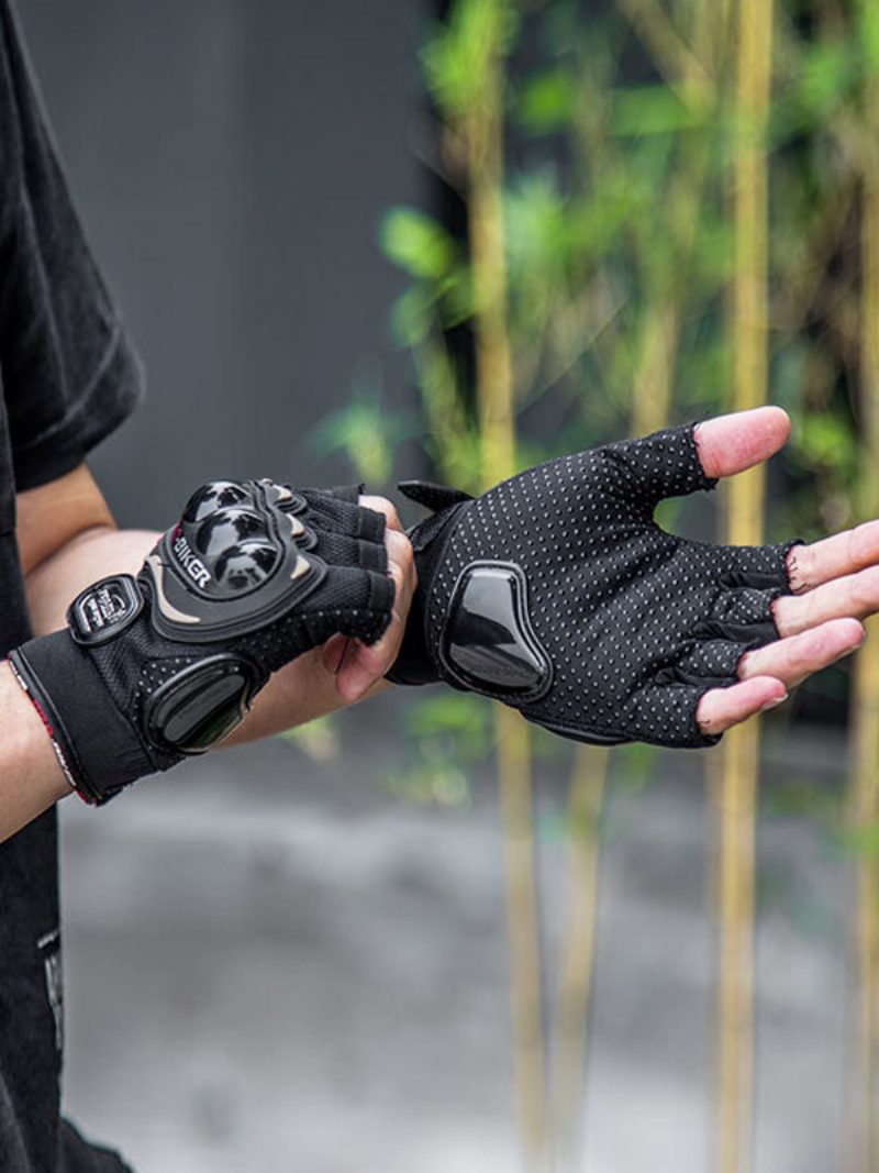 Motorradfahren Wasserdicht Verschleißfest Warmer Touchscreen Rennen Radfahren Klettern Wandern Halbfinger-handschuhe - Schwarz