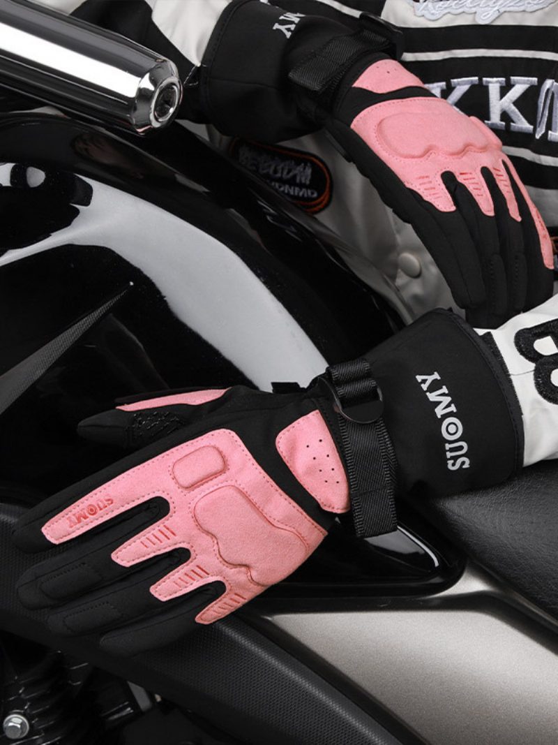 Motorradhandschuhe Atmungsaktiv Echtes Leder Anti-fall-reiten Rennen Radfahren Klettern Wandern - Rosa