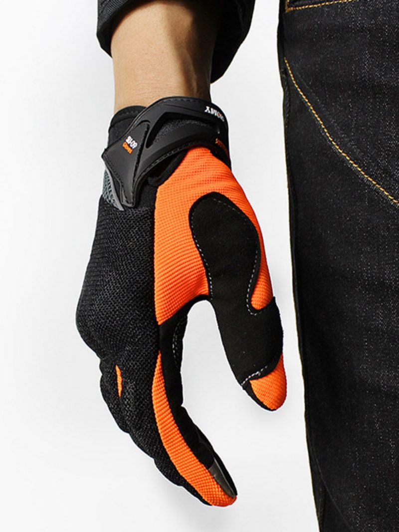 Offroad-motorrad-anti-fall-anti-rutsch-atmungsaktives Reiten-rennmotorrad-vollfinger-handschuhe Herren-sommer-fahrerausrüstung - Orange