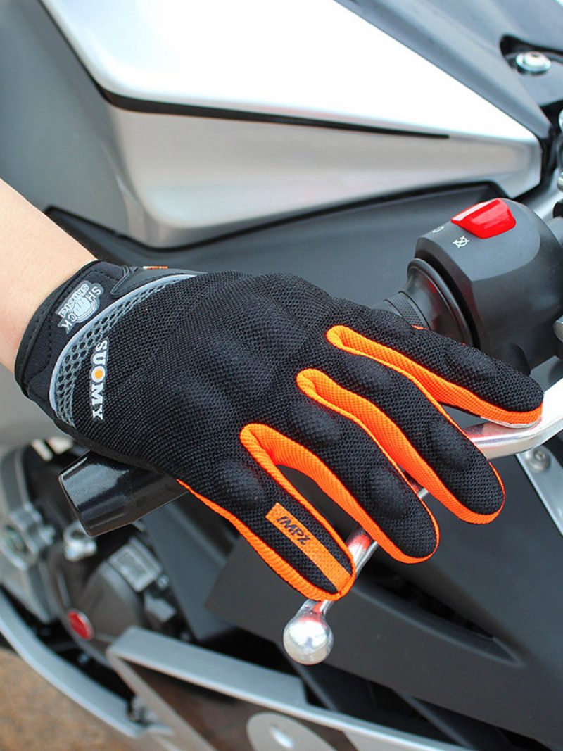 Offroad-motorrad-anti-fall-anti-rutsch-atmungsaktives Reiten-rennmotorrad-vollfinger-handschuhe Herren-sommer-fahrerausrüstung - Orange