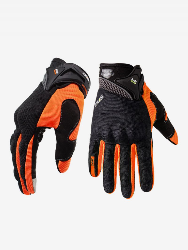 Offroad-motorrad-anti-fall-anti-rutsch-atmungsaktives Reiten-rennmotorrad-vollfinger-handschuhe Herren-sommer-fahrerausrüstung - Orange