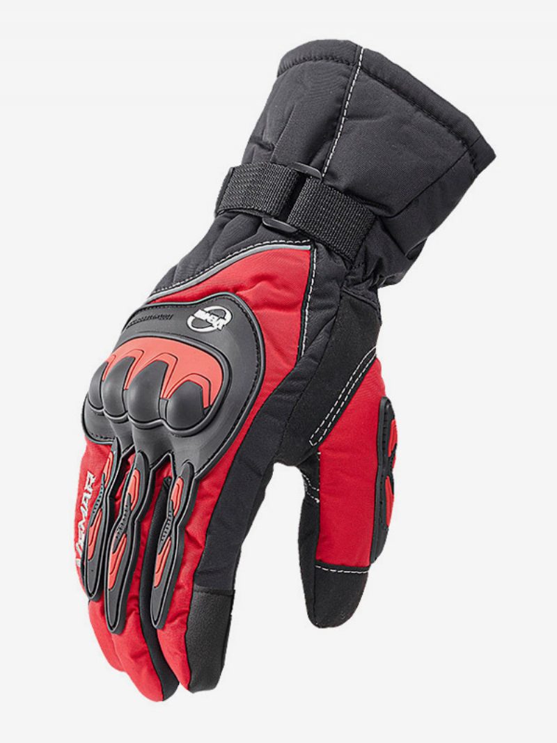 Winter Wasserdichte Motorradhandschuhe Touchscreen-reithandschuhe Warme Winddichte Rennrad-kletter-wanderhandschuhe - Rot