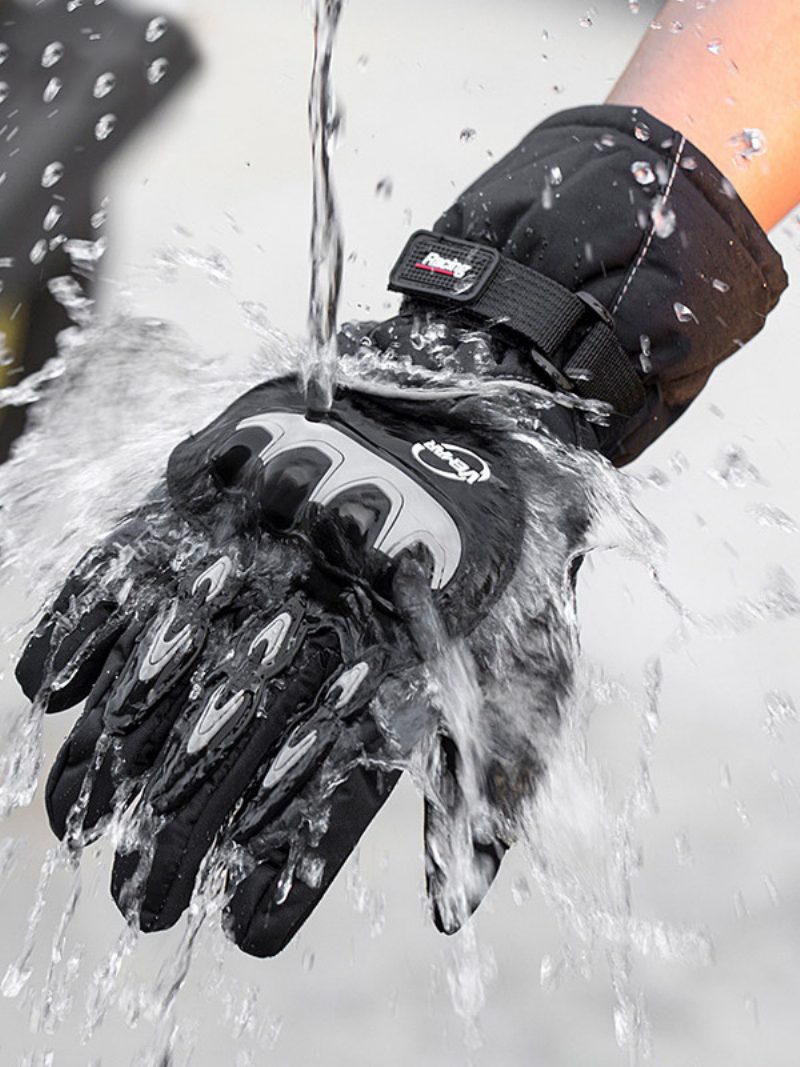 Winter Wasserdichte Motorradhandschuhe Touchscreen-reithandschuhe Warme Winddichte Rennrad-kletter-wanderhandschuhe - Schwarz