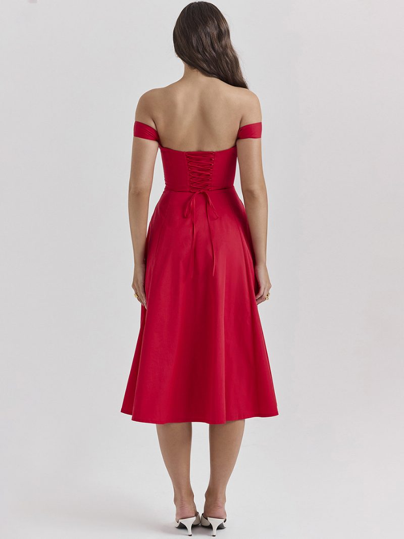 Damen-blumenkleid Midi-kleid Kleider Blumendruck Schlitz Vorne Bateau-ausschnitt Ärmellos Reißverschluss Keine Offene Naht Schick Sommer Lang - Rot