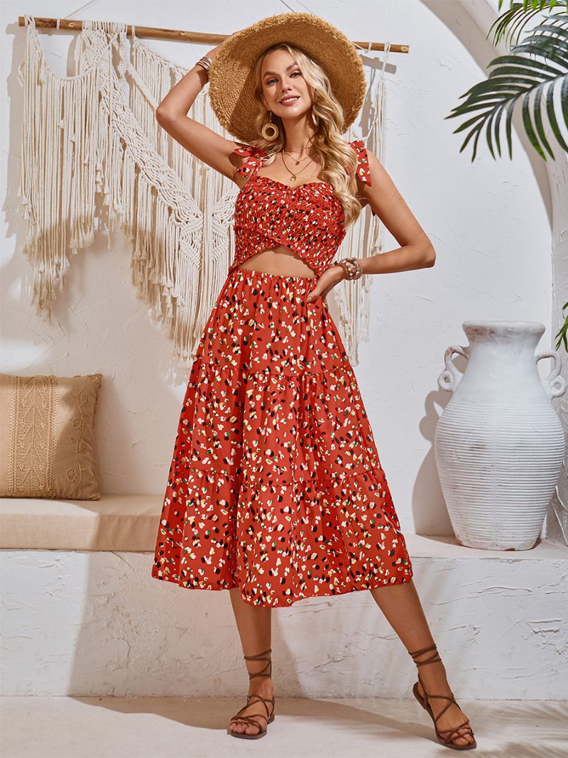 Damen Mini-blumenkleid Mit Ausschnitt Ärmellos Schick Täglich Lässig Sommer-midi-kleider