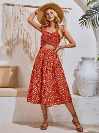 Damen Mini-blumenkleid Mit Ausschnitt Ärmellos Schick Täglich Lässig Sommer-midi-kleider