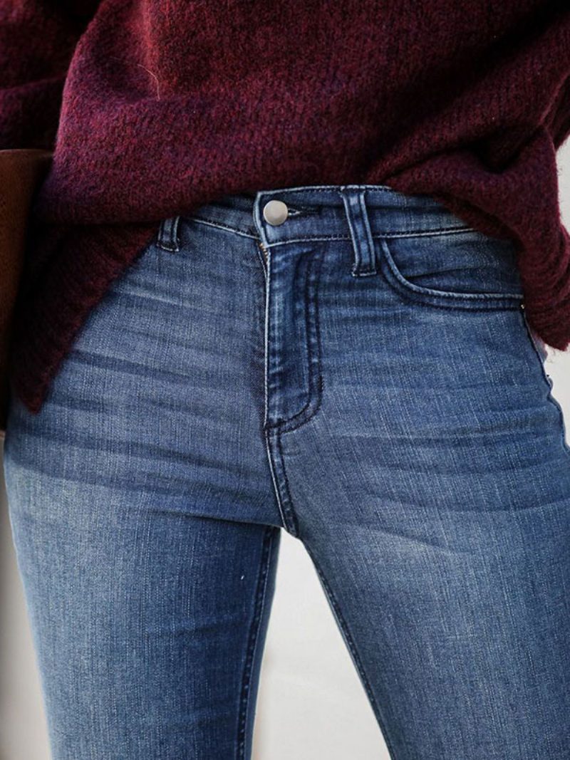 Bootcut-jeans Für Damen Mit Hohem Bund Und Schlaghose Aus Baumwolle 2024 - Blau