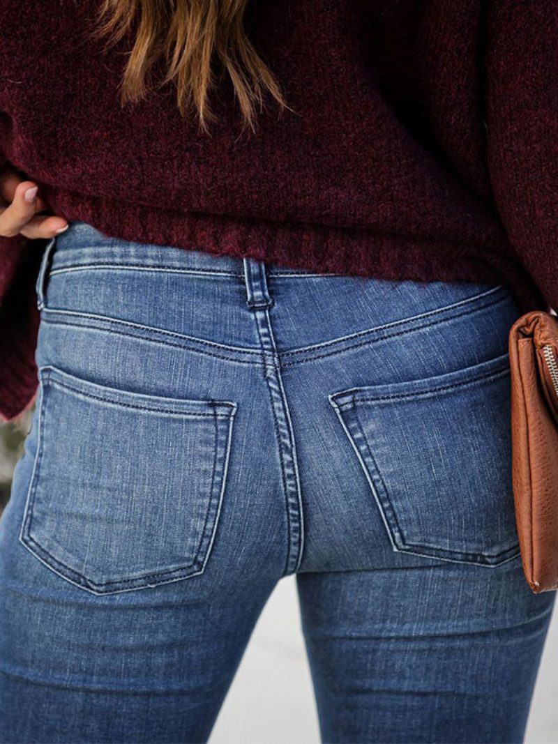 Bootcut-jeans Für Damen Mit Hohem Bund Und Schlaghose Aus Baumwolle 2024 - Blau