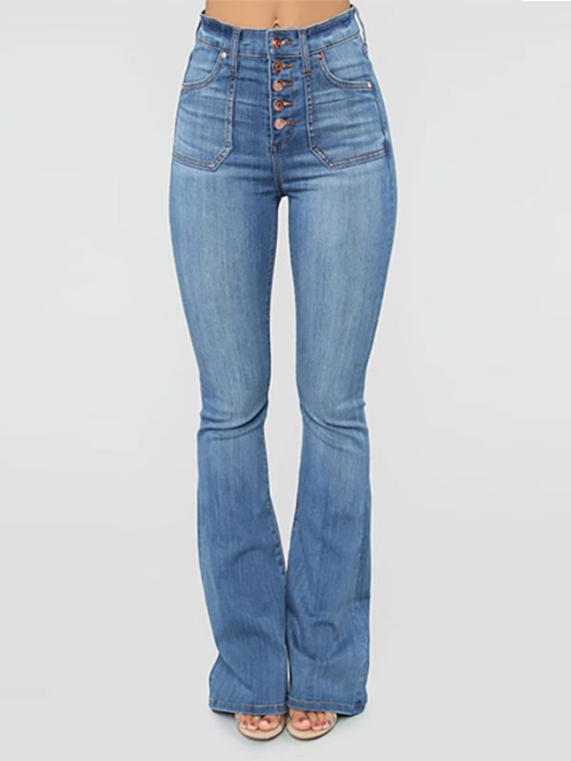 Bootcut-jeans Für Damen Mittelhohe Frühlings-flare-hose 2024 - Hellhimmelblau