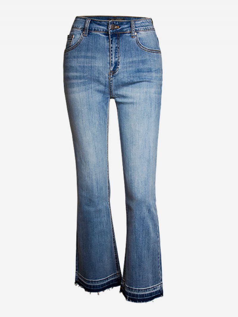 Bootcut Jeans High Rise Baumwolle Damen Frühlingshose 2024 - Blau