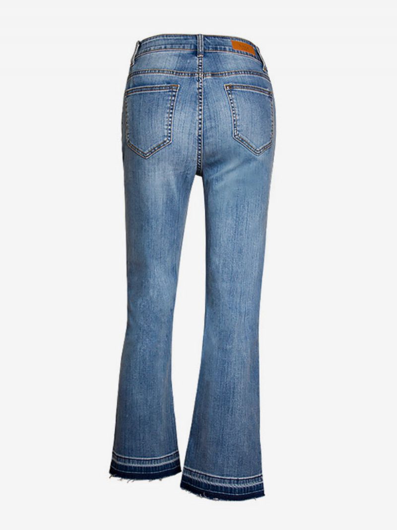 Bootcut Jeans High Rise Baumwolle Damen Frühlingshose 2024 - Blau