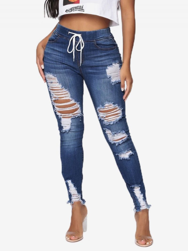 Damen-jeans Lässige Baumwollhose - Tiefes Blau