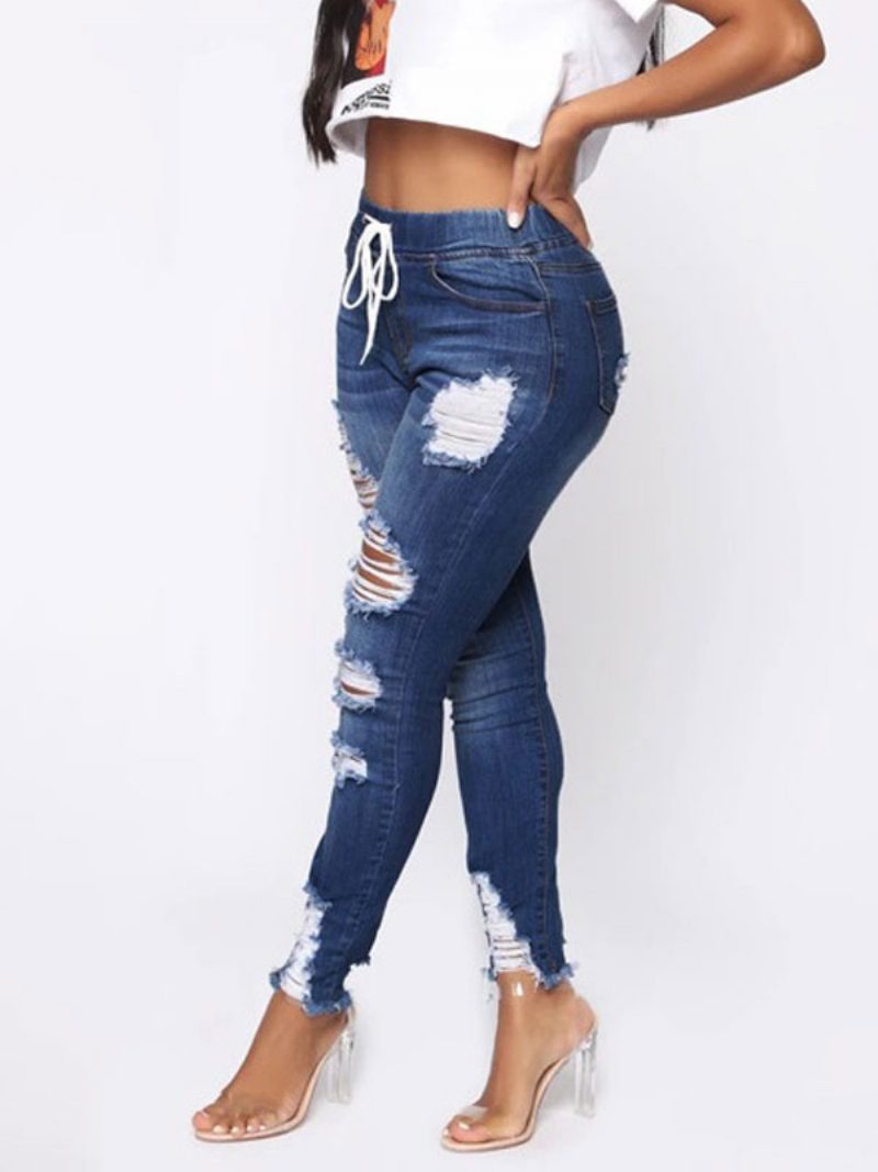 Damen-jeans Lässige Baumwollhose - Tiefes Blau