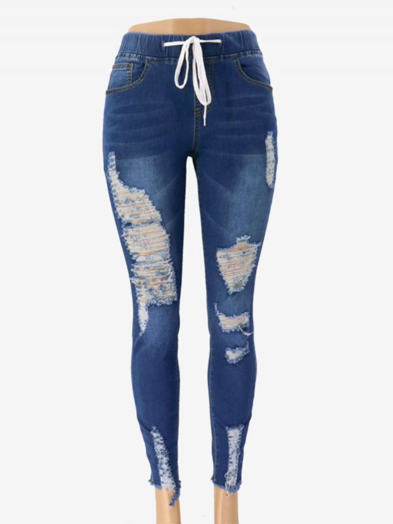 Damen-jeans Lässige Baumwollhose - Tiefes Blau