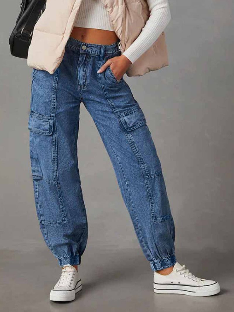 Damen-jeans Mit Schickem Erhöhtem Bund - Blau