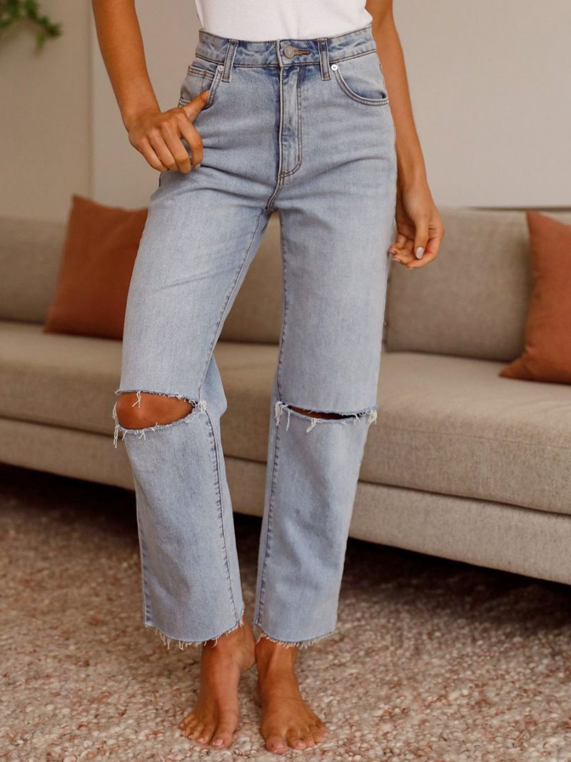 Damen-jeans Schick Baumwolle Mit Erhöhter Taille