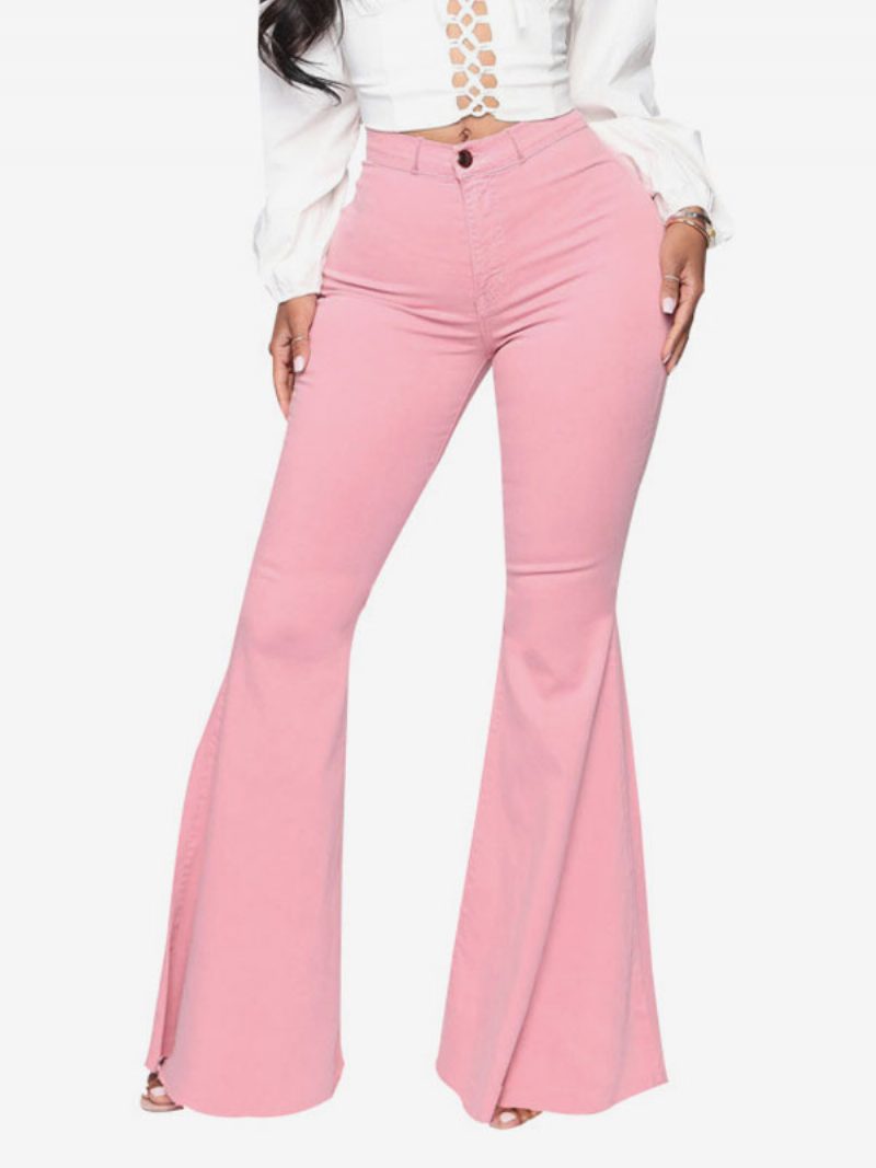 Flare-jeans Für Damen Raw Edge High Rise Bell Bottoms 2024 - Rosa