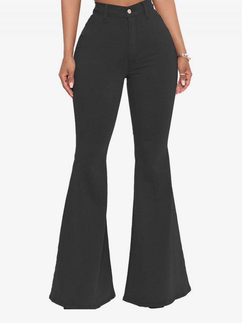 Flare-jeans Für Damen Raw Edge High Rise Bell Bottoms 2024 - Schwarz