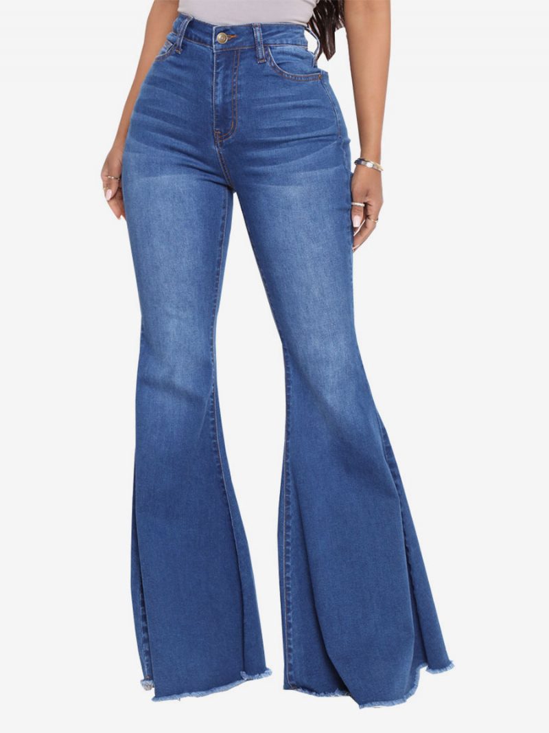 Flare Jeans High Rise Baumwoll-schlaghosen Für Damen 2024