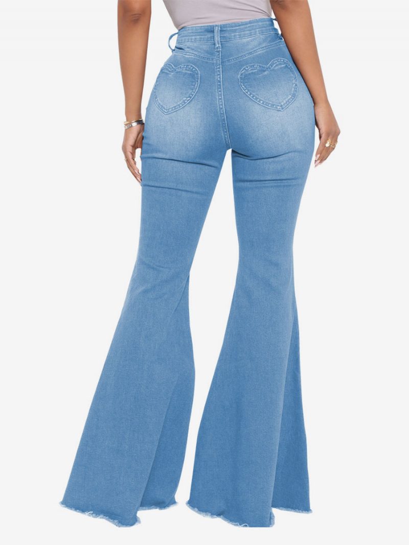 Flare Jeans High Rise Baumwoll-schlaghosen Für Damen 2024 - Blau