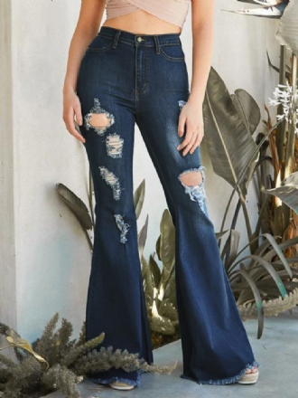 Flare Jeans Raw Edge Ripped High Rise Bell Bottoms Für Frauen 2024