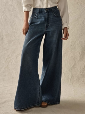 Gerade Jeans Für Damen Vintage High Rise Wide Leg Bottoms 2024