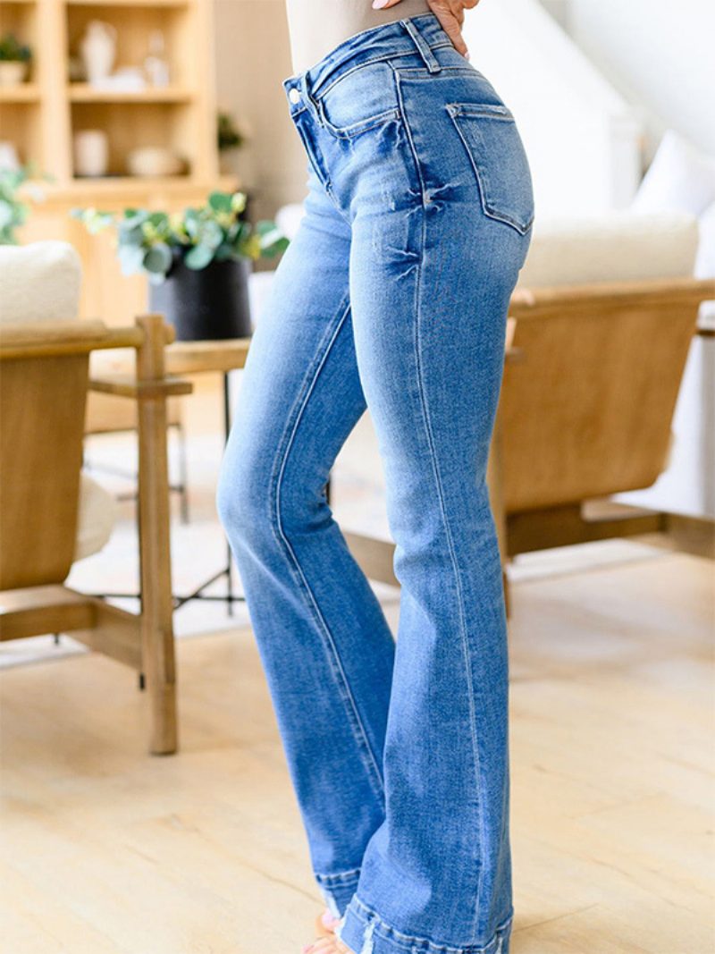 Jeans Für Damen Bezaubernde Blaue Ausgestellte Baumwolle - Blau