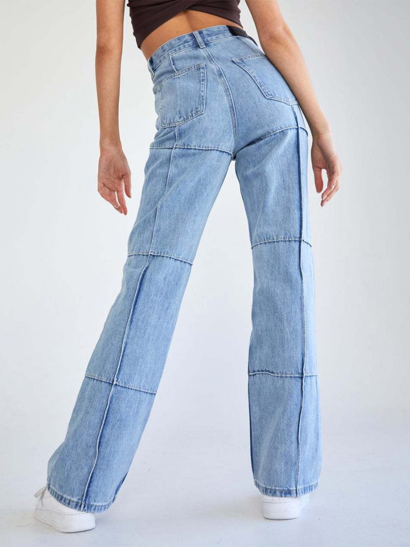 Jeans Für Damen Bezaubernde Blaue Gerade Baumwolle - Helles Himmelblau