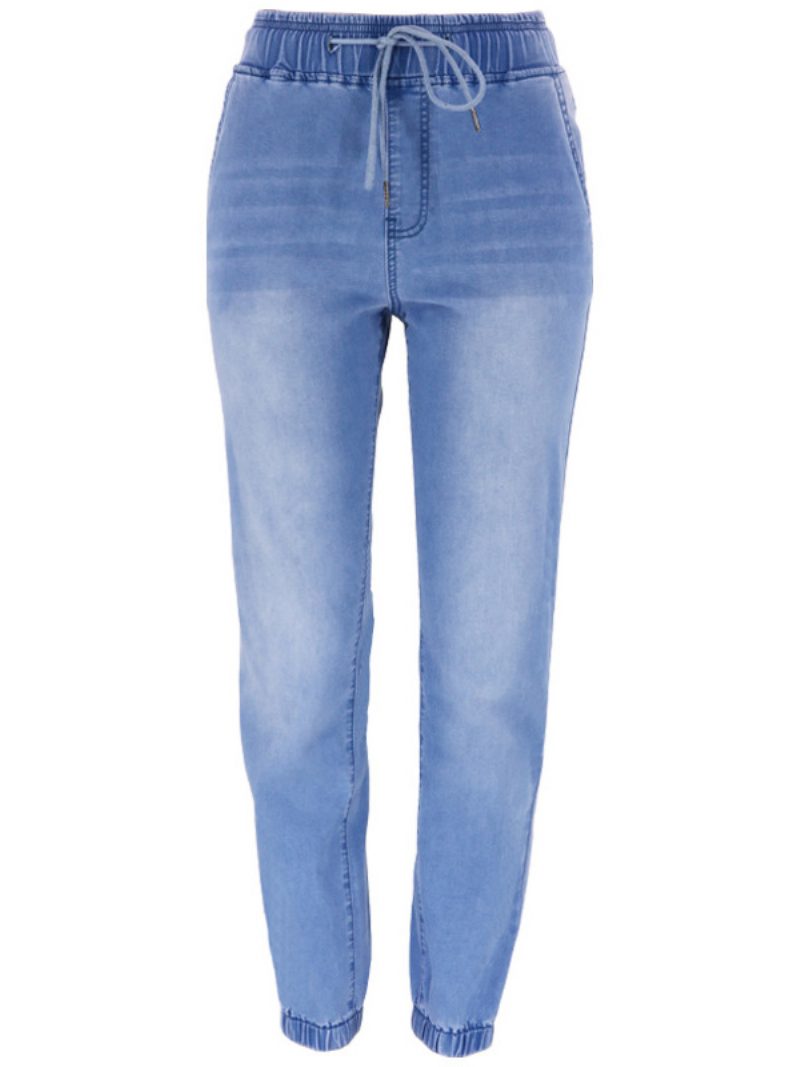 Jeans Für Damen Coole Blaue Konisch Geschnittene Baumwollhose - Hellhimmelblau