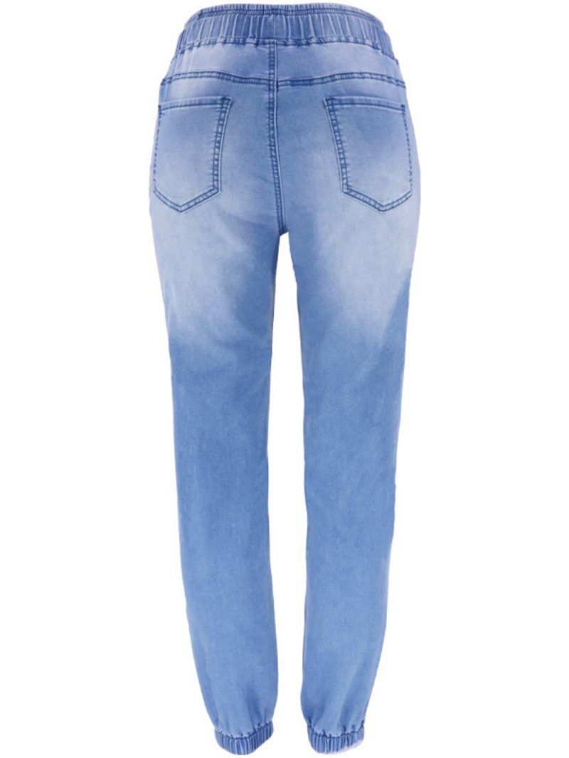 Jeans Für Damen Coole Blaue Konisch Geschnittene Baumwollhose - Hellhimmelblau