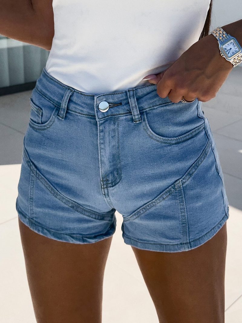 Cowboy-patchwork-jeans Hohe Taille Frühlings-denim-shorts Für Damen